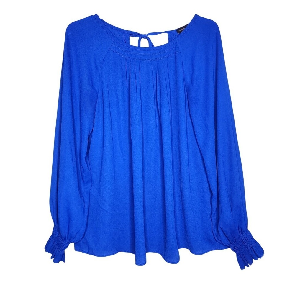 Banana Republic Blue Long-Sleeve Blouse Boho Cottage Beach Coastal Vacation M